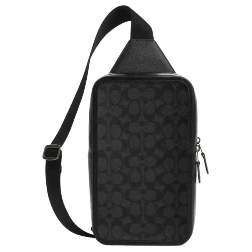 COACH Cow Leather One Shoulder Crossbody Sling Bag Small Men's Black Gray