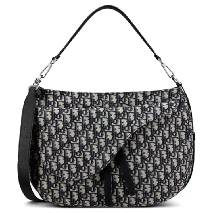 DIOR Saddle Cow Leather Handbag, Shoulder Bag, Crossbody Bag Regular Men's Beige/Black
