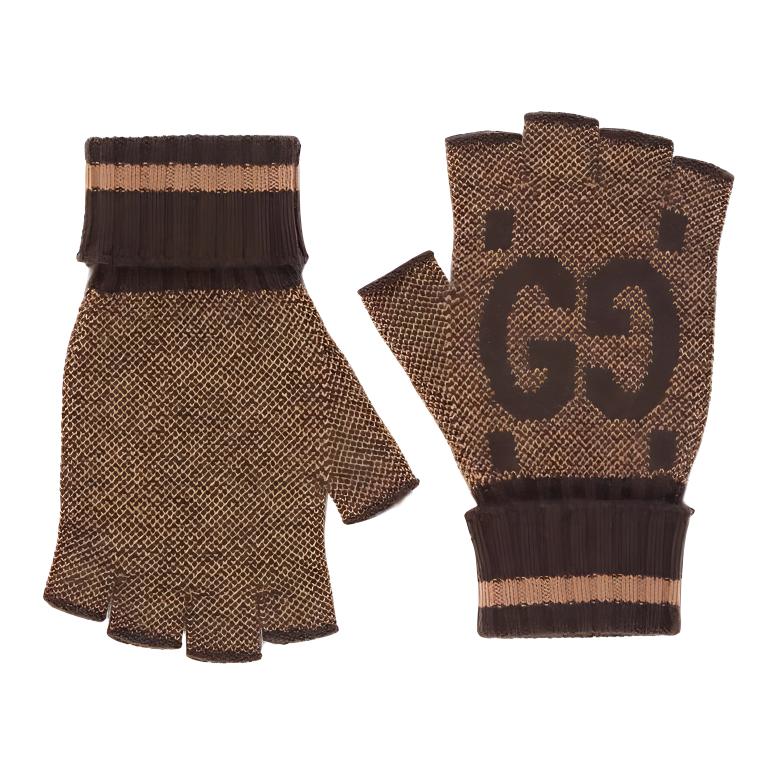 GUCCI Gucci, knitted keep warm cashmere brown gloves, with your logo imprint