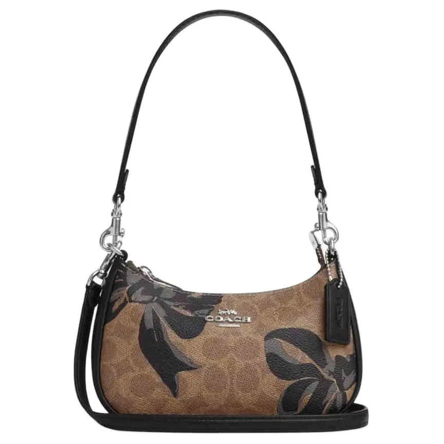 COACH Teri Cow Leather Handbag Shoulder Bags Small Women's Khaki & Black