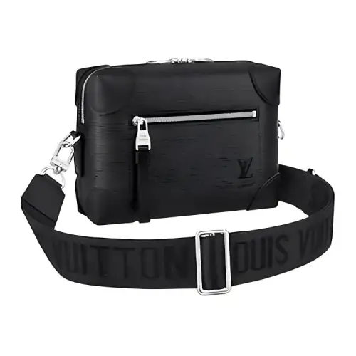 LOUIS VUITTON Cow Leather Messenger Bag, Shoulder Bag, Crossbody Bag Men's Black