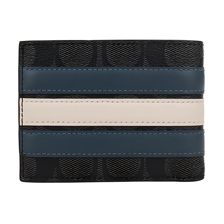 Мужской кошелек COACH Billfold Wallet 11 (черно-серый) — фото 4