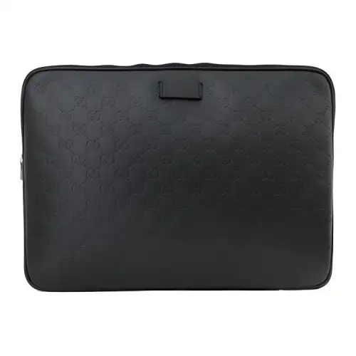 GUCCI Leather Notebook Laptop Bag Briefcase Men's Black