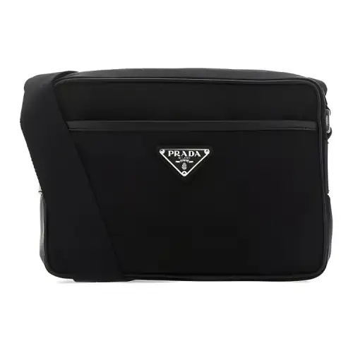 PRADA Saffiano Nylon Fabric Shoulder Bag, Crossbody Bag Unisex Black