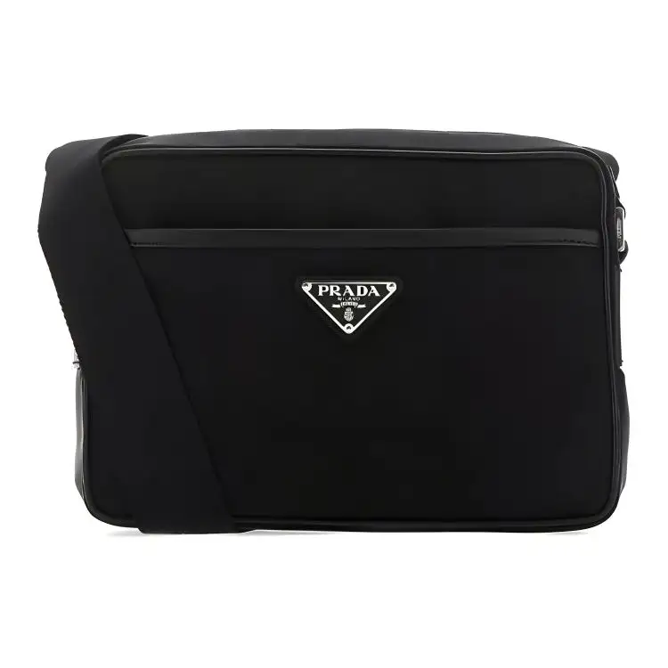 PRADA Saffiano Nylon Fabric Shoulder Bag, Crossbody Bag Unisex Black