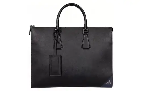 PRADA Saffiano Cow Leather Briefcase, Handbag Men's Black