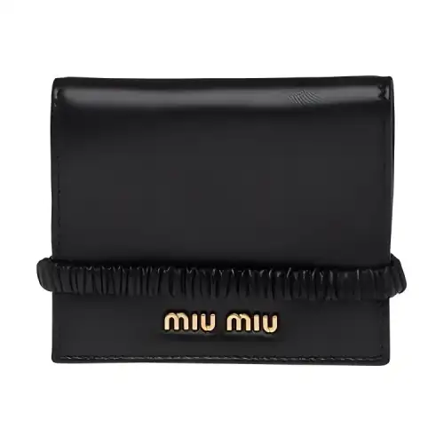 MIU MIU Leather Wallet Women's Black