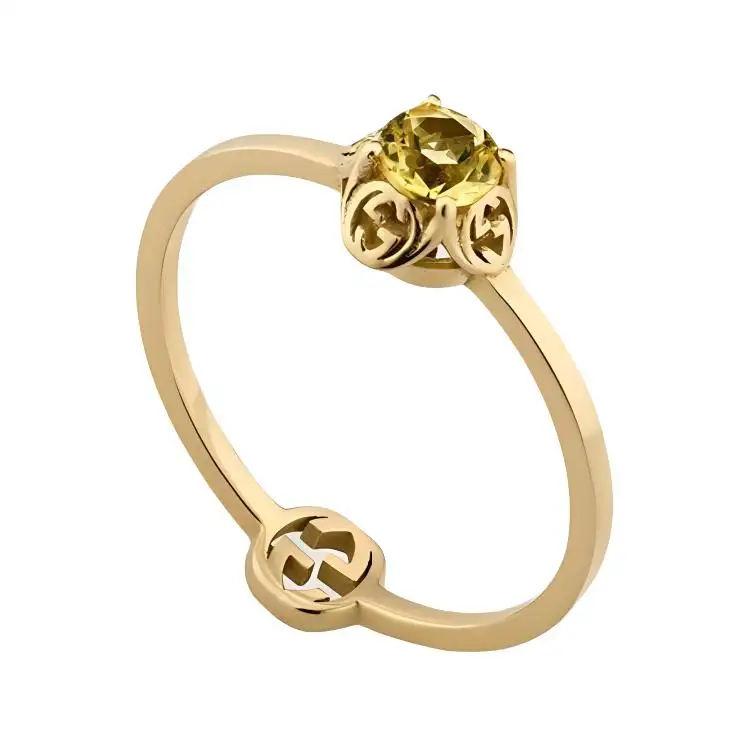 GUCCI Interlocking 18K Gold Rings Unisex Yellow