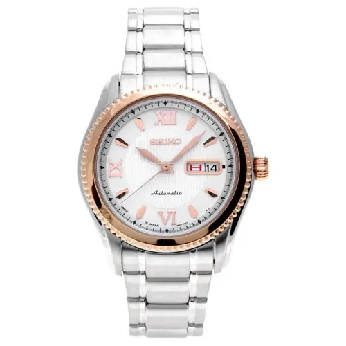 SEIKO Automatic Mechanical Movement Stainless Steel Strap Watch Men's Watches White Dial