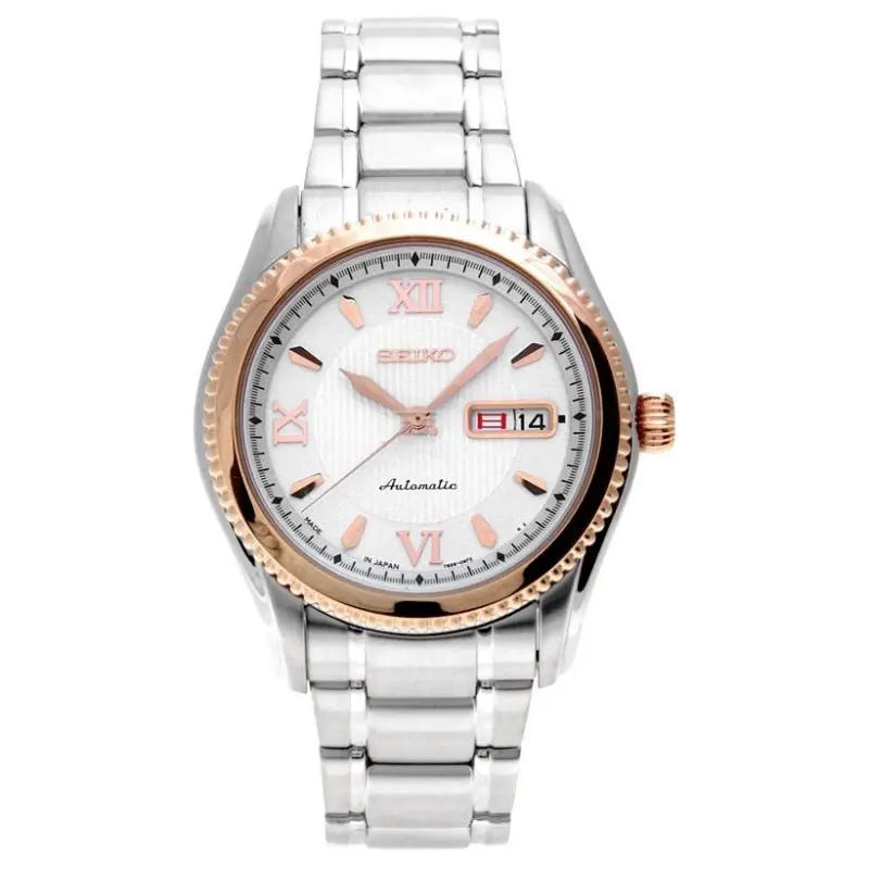 SEIKO Automatic Mechanical Movement Stainless Steel Strap Watch Men's Watches White Dial