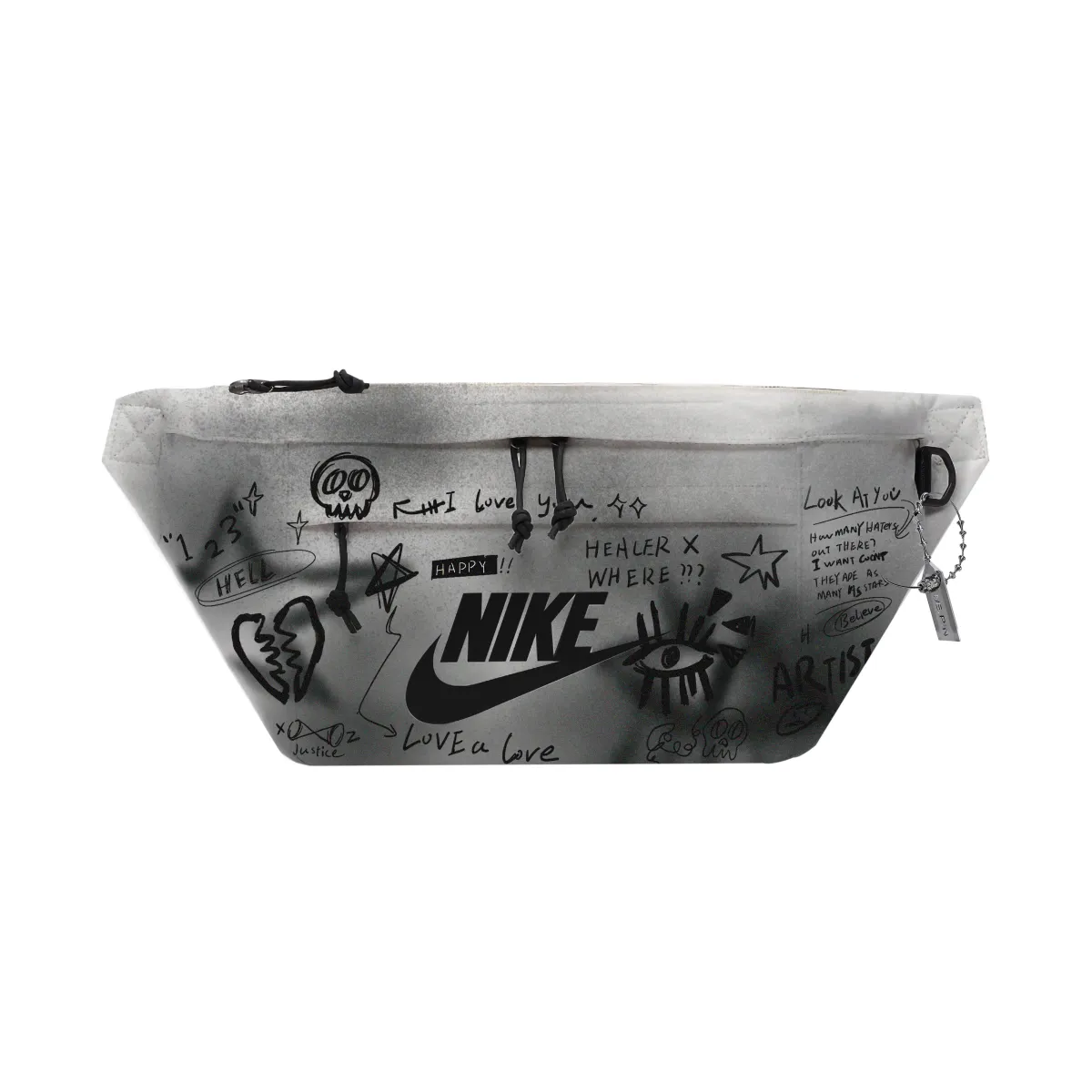 Nike Fabric One Shoulder Crossbody Sling Bag, Fanny Pack Unisex Black Gray