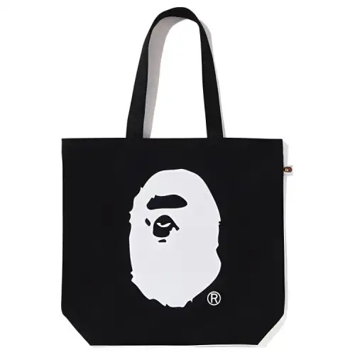 A BATHING APE Cotton Tote Bag, Shopping Bag, Handbag, Shoulder Bag Regular Men's Black