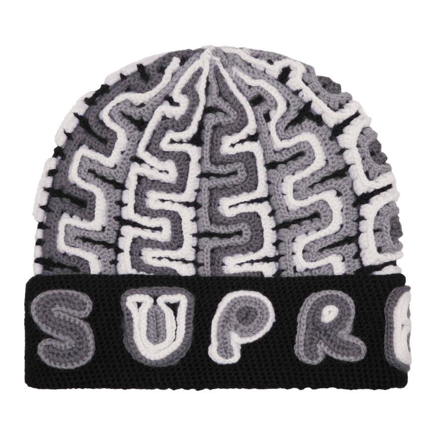 Шапка Supreme FW24 WEEK 13 Yarn Appliqué Beanie (черно-оранжево-хаки)