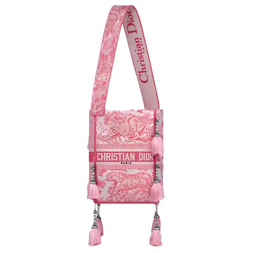 DIOR D Bubble Collection Canvas Bucket Bag, Canvas Bag, Handbag, Shoulder Bag Women's Peony Pink