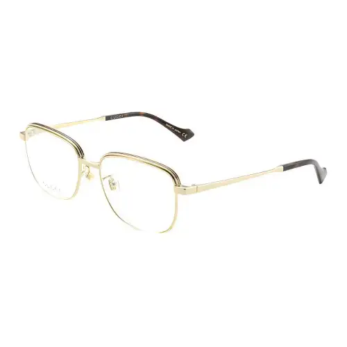 GUCCI Versatile Metal Square Prescription Glasses Men's Gold
