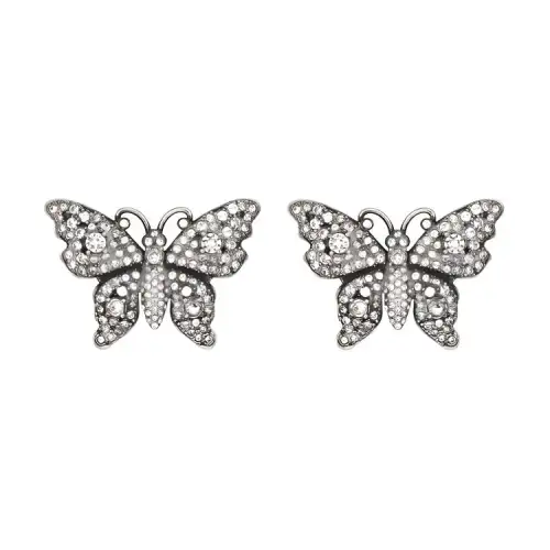 GUCCI Metal/Crystal Earrings Unisex Silver