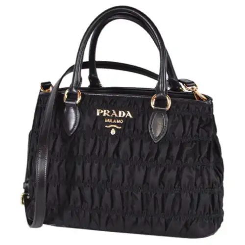 PRADA Nylon With Leather Shoulder Bag, Crossbody Bag, Handbag Women's Black
