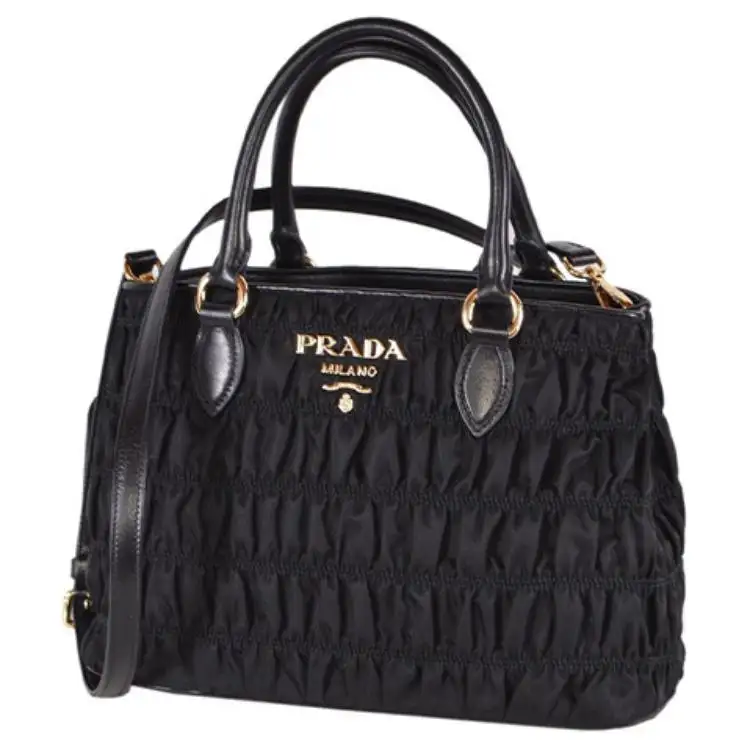 PRADA Nylon With Leather Shoulder Bag, Crossbody Bag, Handbag Women's Black