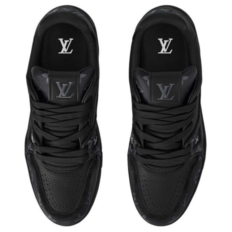 LOUIS VUITTON Trainer Monogram Low Top Skateboard Shoes Mens Black