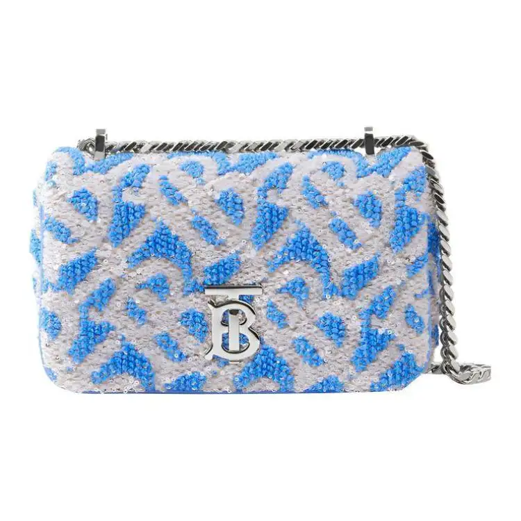 Burberry Leather With Polyamide And Polyester Lola Bag, Crossbody Bag, Shoulder Bag Mini Women's Cold Cornflower Blue