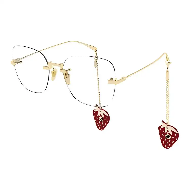 metallic strawberry-charm glasses