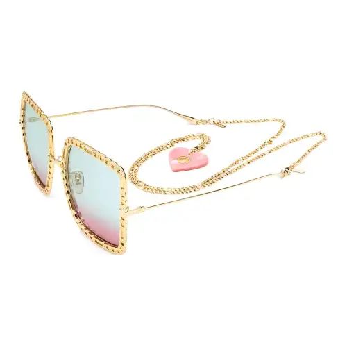 heart-pendant square-frame sunglasses
