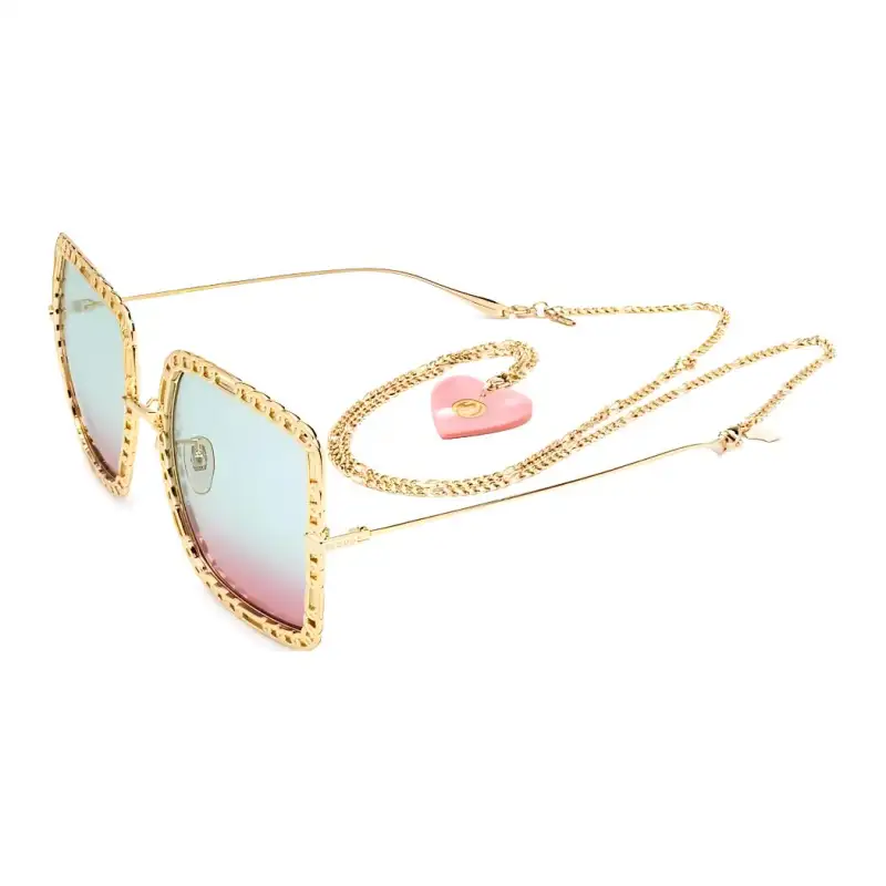 heart-pendant square-frame sunglasses