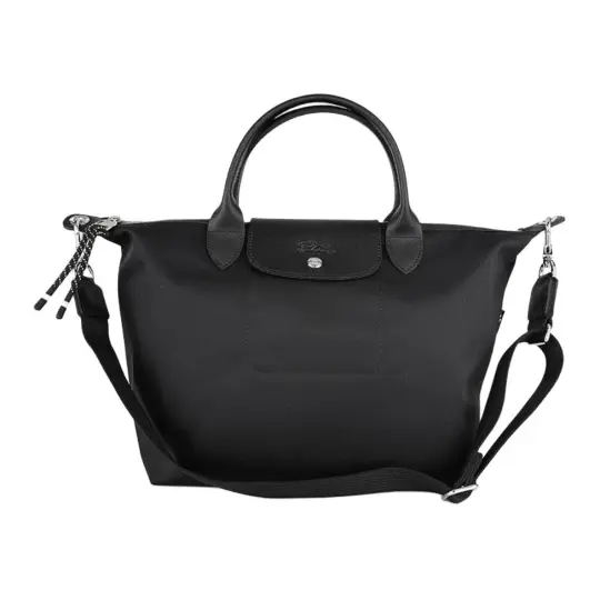 LONGCHAMP Le Pliage Energy 32 Складная сумка для пельменей через плечо Сумка из переработанного холста Средняя женская черная
