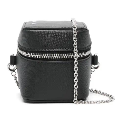 Maison Margiela Zip Closure Leather Shoulder Bag, Crossbody Bag Women's Black