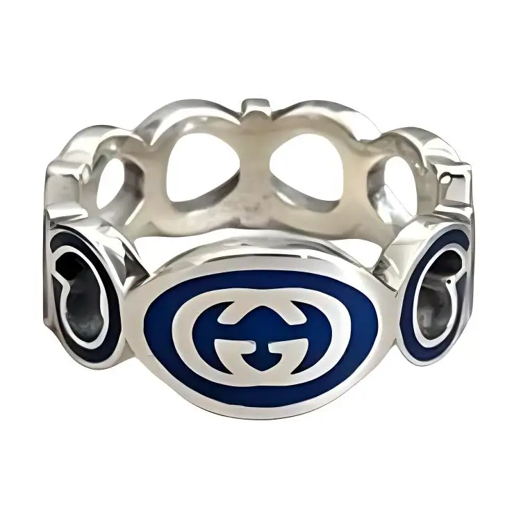 GUCCI Sterling Silver Interlocking G Ring