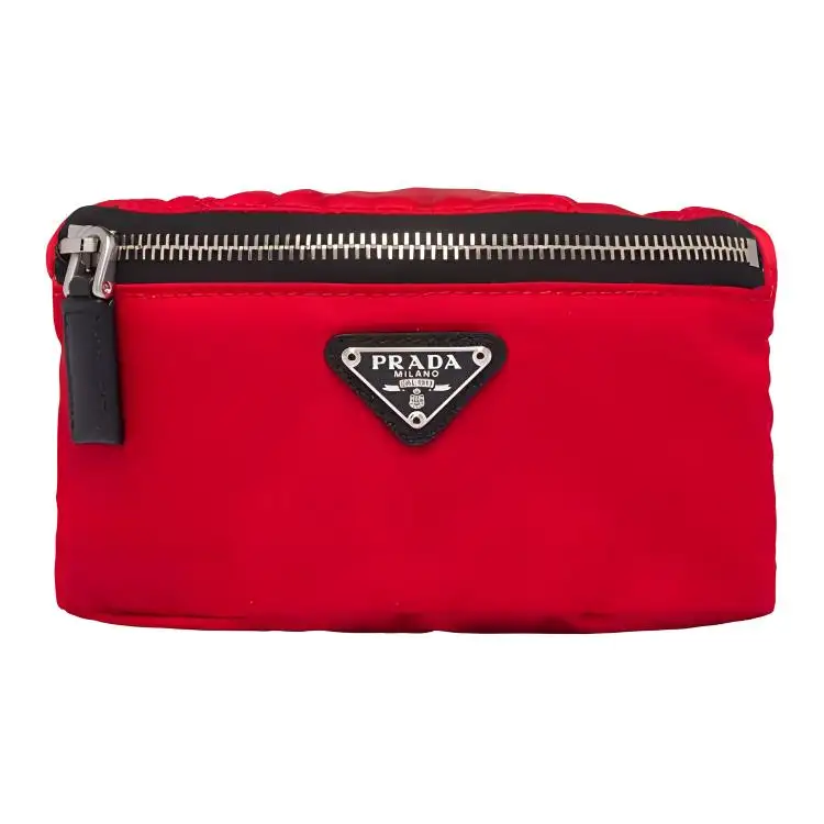 PRADA Leather, Fabric Clutch Men's Red