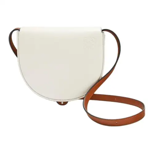 LOEWE Heel Soft Cow Leather Shoe Horn Bag, Shoulder Bag, Crossbody Bag Women's Salt White/Dark Brown