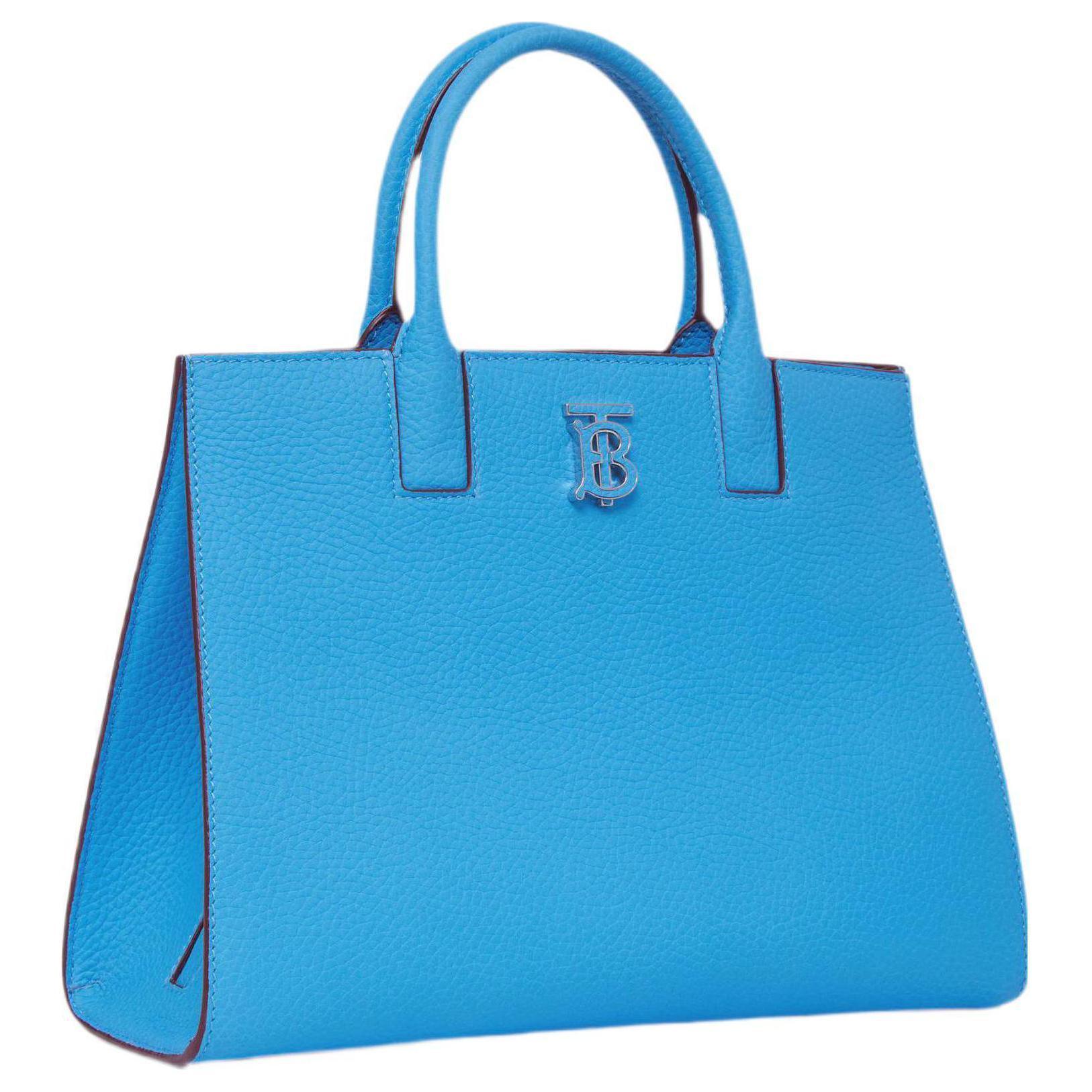 Burberry Frances Detachable Strap Grain Leather Tote Shoulder Bag, Crossbody Bag, Handbag Mini Women's Blue