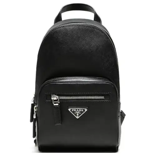PRADA Saffiano Leather Shoulder Bag Men's Black