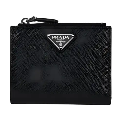 PRADA Saffiano Natural Leather Wallet Women's Black