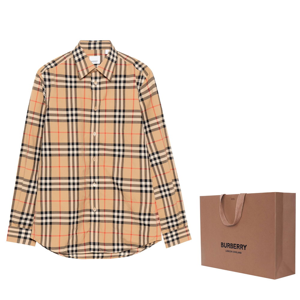 Мужская рубашка Burberry (бежевая) — фото 9