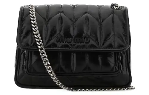MIU MIU Leather Shoulder Bag Women's Black