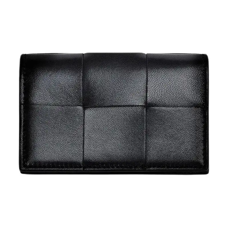 Bottega Veneta Business Card Case Intreccio Black