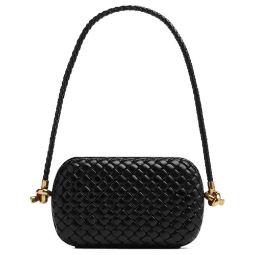Bottega Veneta KNOT Sheepskin Evening Bag, Portable Crossbody Bag, Shoulder Bag Women's Black