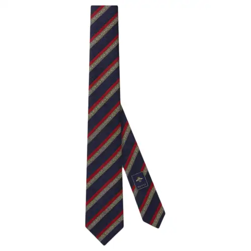 GUCCI Horsebit Collection Mulberry Silk Cupro Ties Men's Blue