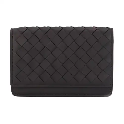 Bottega Veneta Lambskin Wallet Women's Coffee