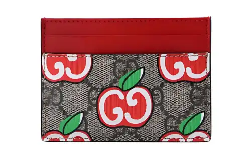 GUCCI Marmont Canvas Card Holder Women's Ebony/Red