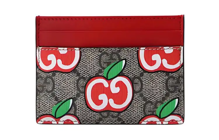 GUCCI Marmont Canvas Card Holder Women's Ebony/Red