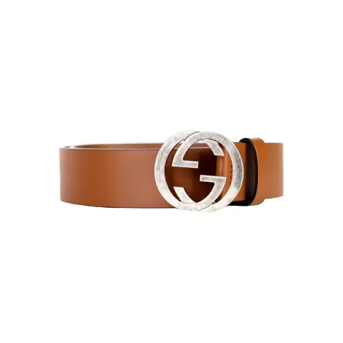 GUCCI Men's GG Logo Buckle Belt Brown/3.5cm