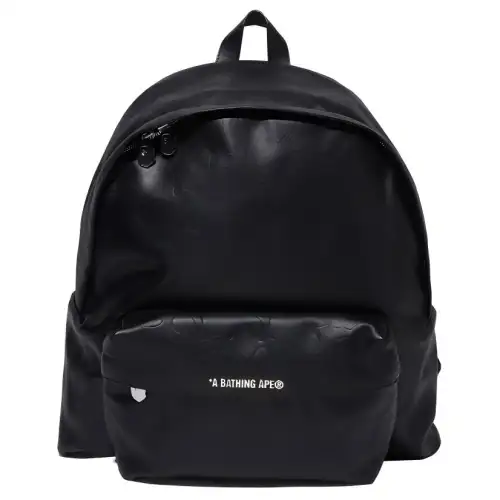 A BATHING APE Cow Leather Backpack Regular Unisex Black