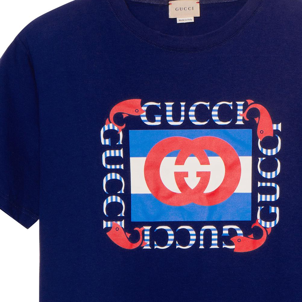 Мужская футболка Gucci (синий) — фото 8