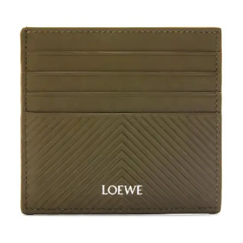 LOEWE Cow Leather Card Holder Men's Khaki Green