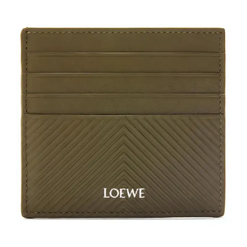LOEWE Cow Leather Card Holder Men's Khaki Green