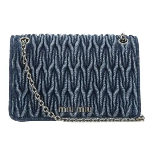 MIU MIU Denim Crossbody Bag, Shoulder Bag Women's Light Blue