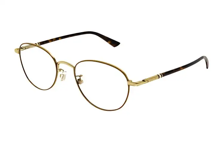 GUCCI Versatile Metal Oval Prescription Glasses Men's Gold